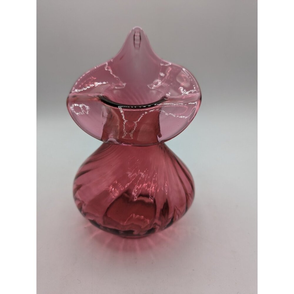 Vintage Glass Cranberry Jack In The Pulpit Vase 8 1/4” Tall Pink - Picture 12 of 12